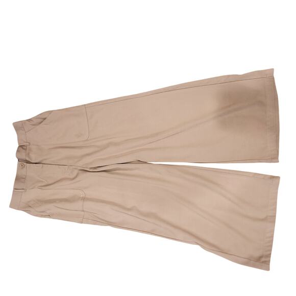 max studio london Khaki Wide Leg Pants Size Large Partial Elastic Band - Picture 3 of 4